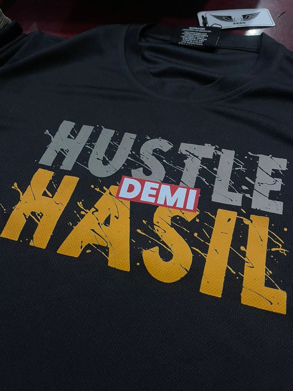 "Hustle For Hasil" Microfiber Tee - Black