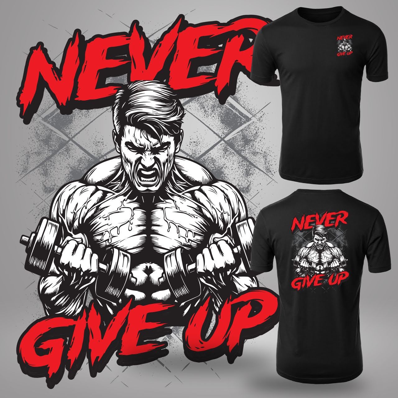 "Never Give Up" Oversized T-Shirt (Microfiber)