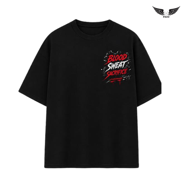 "Blood Sweat Sacrifice" - Red Oversized T-shirt