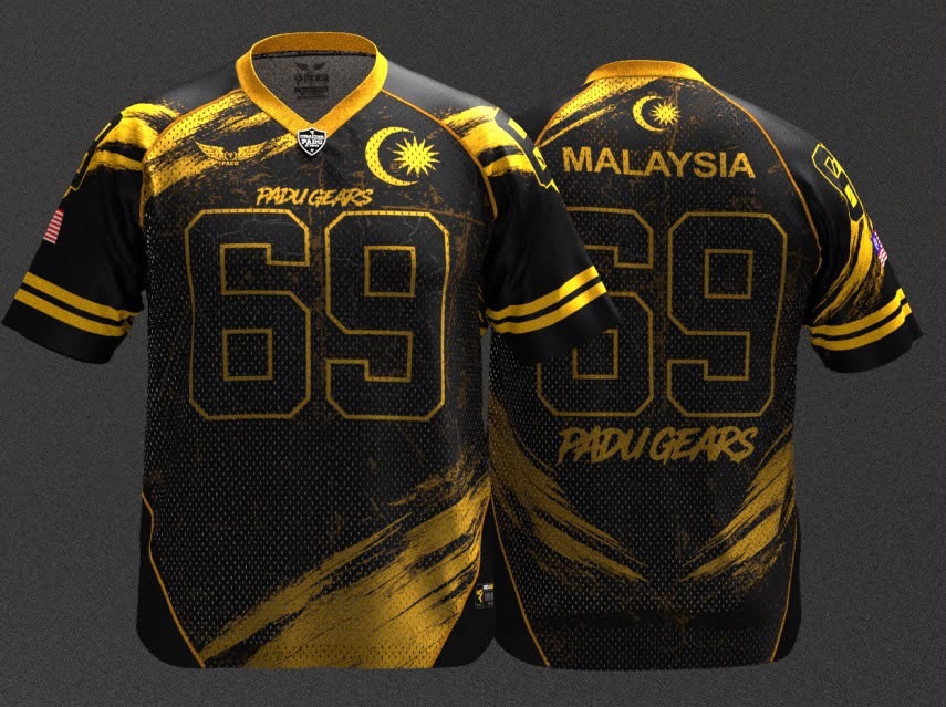 Padu Gears Malaysia Edition 69 black and gold jersey front and back